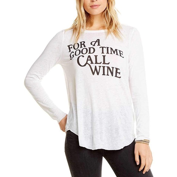 CHASER | “NWT For A Good Time Call Wine” Spellout Long Sleeve Raglan Tee Shirt - Picture 1 of 8